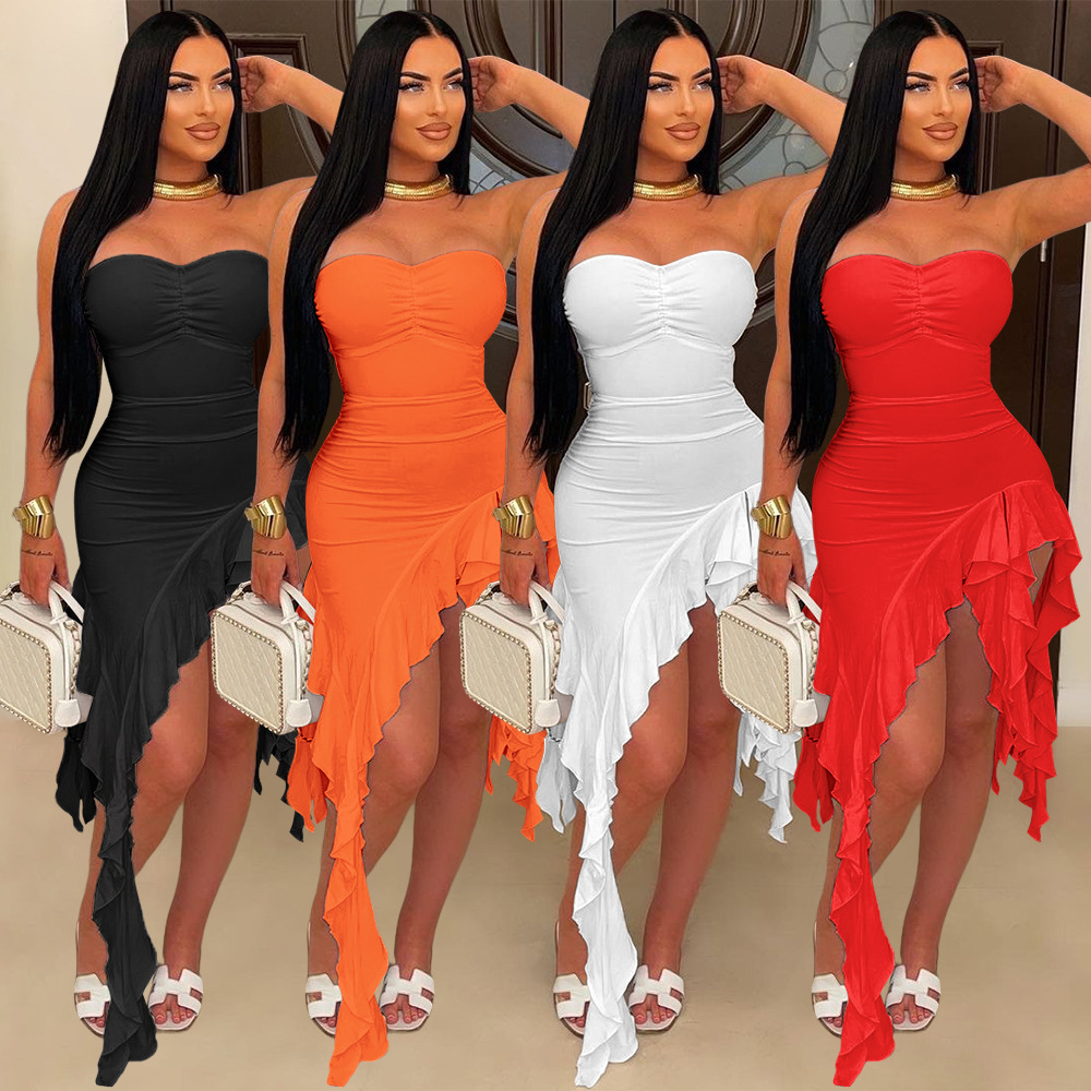 Wrap Dress Work - Vrouwen lange jurk jurken strapless vestidos
