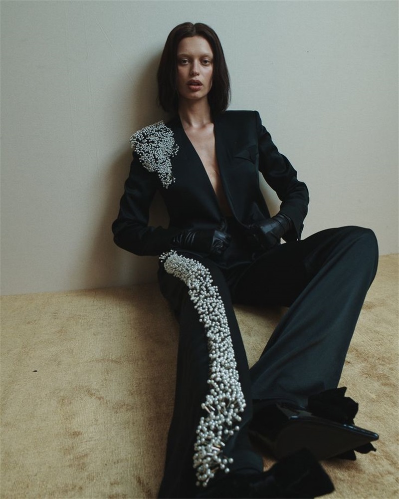Women Formal Wear Designers - Zwarte Vrouwen Office Suits Set Parels