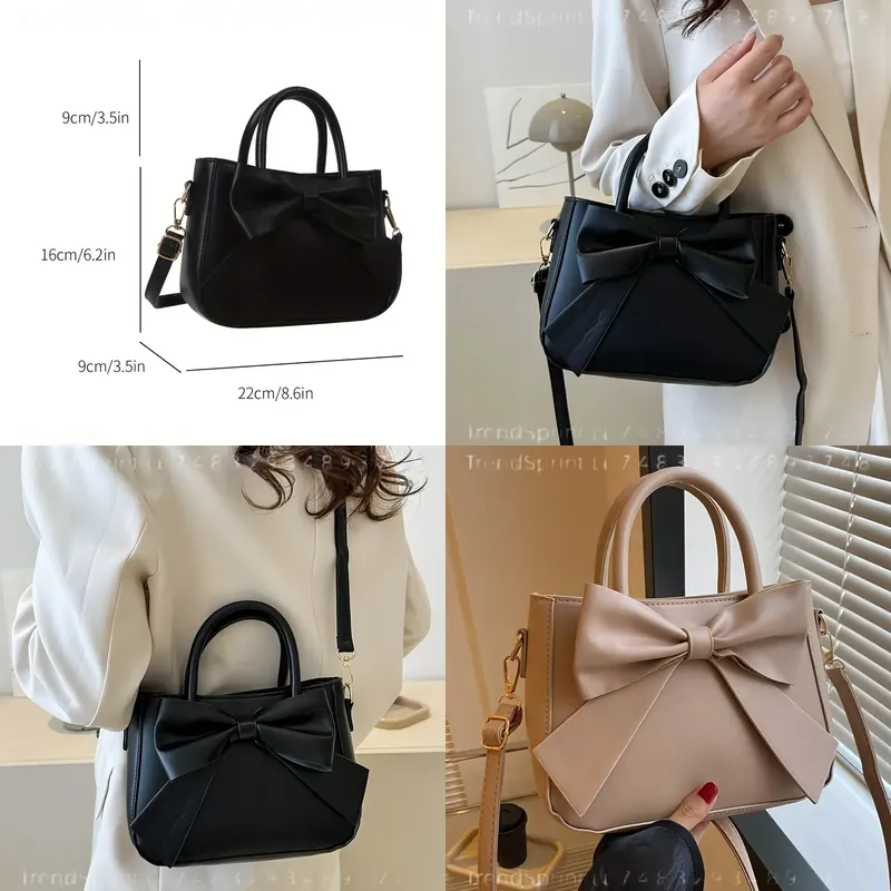 Women'S Work Fashion - Elegante zwarte handtas met strik voor