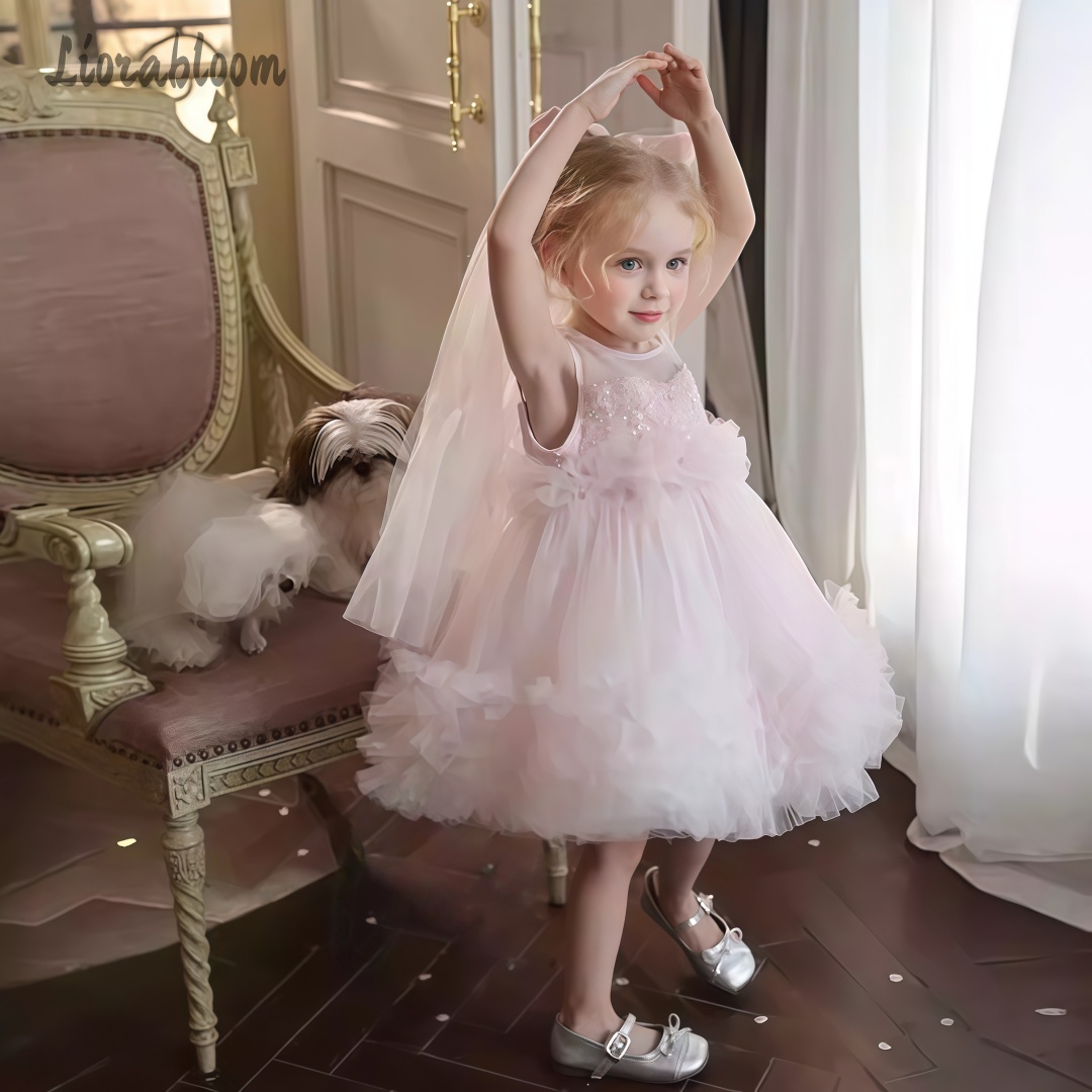 Women Formal Wear Designers - Tulejurk voor meisjes, gelaagde rok, bloemenmeisjesjurk,