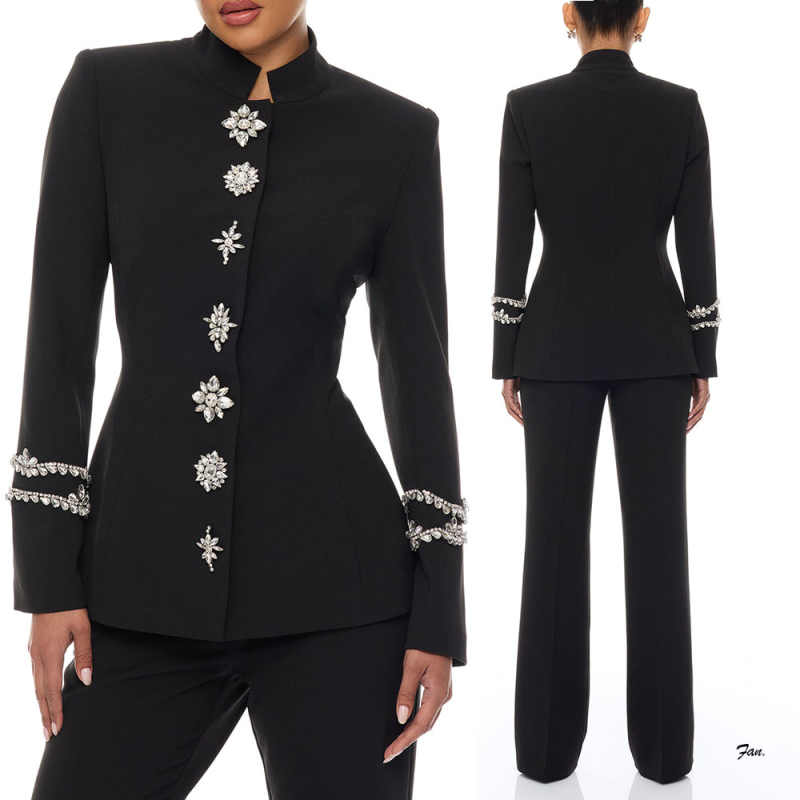 Women Formal Wear Designers - Designer Crystal Dames Broekpak Celebrity Avondfeest