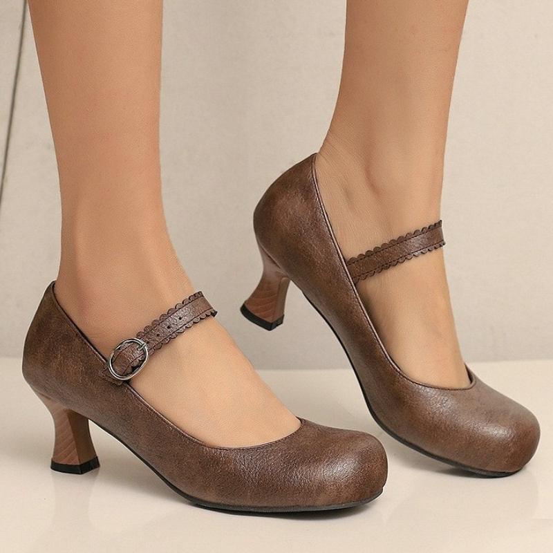 Women Formal Wear Shoes - Dames Retro Mary Jane Pumps Ronde