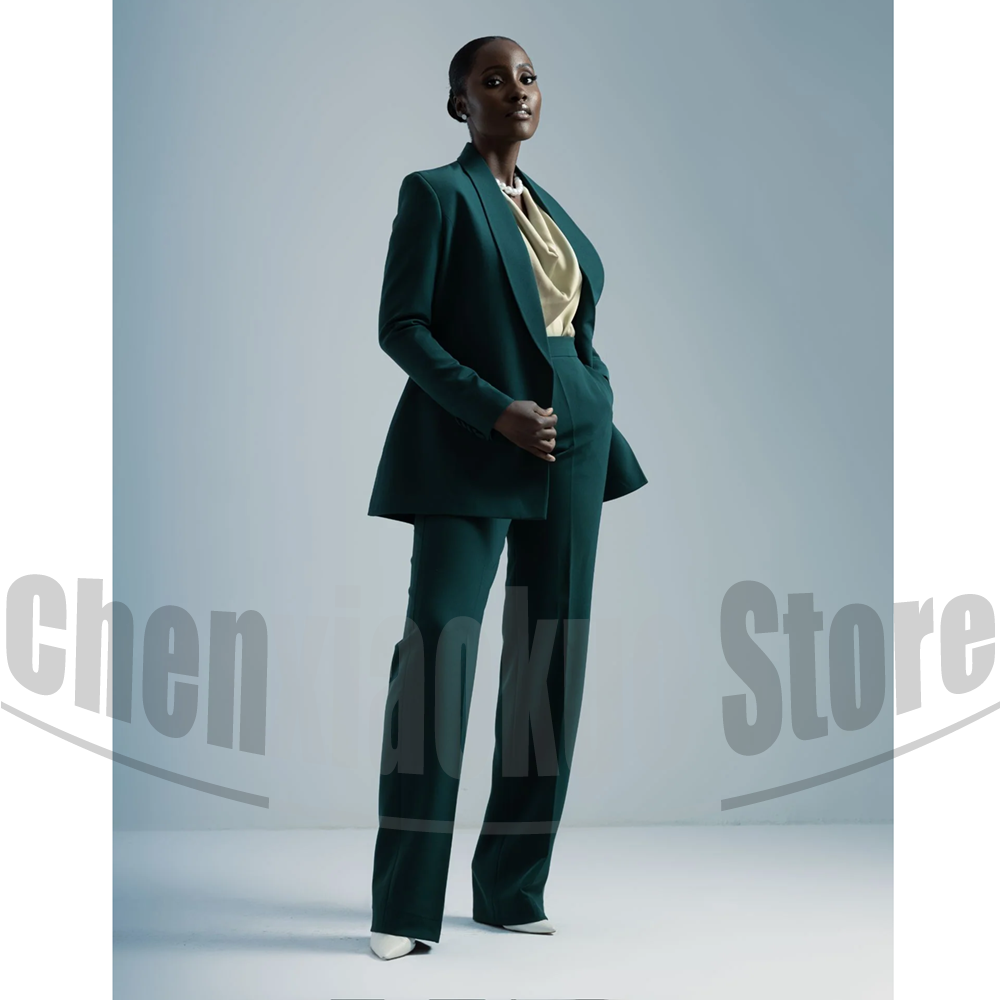 Women Formal Wear Designers - Damespak met ceintuurblazer en wijde broek,