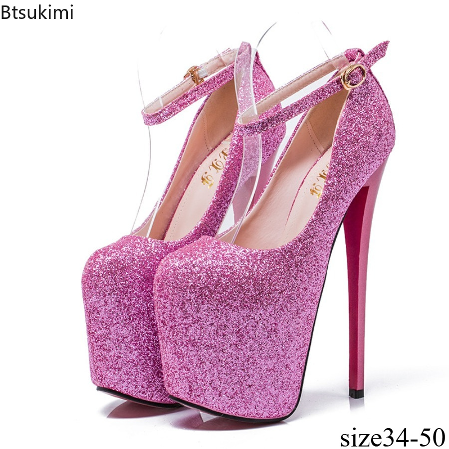 Women'S Formal Wear For Wedding - Dames Glitter Platform Pomp Stiletto Hoge