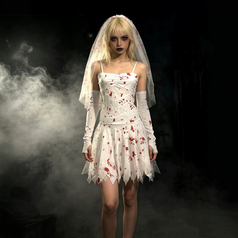 Women'S Formal Wear For Wedding - The Ghost Bride Cosplay Vampierkostuum Bloedvlekkerige