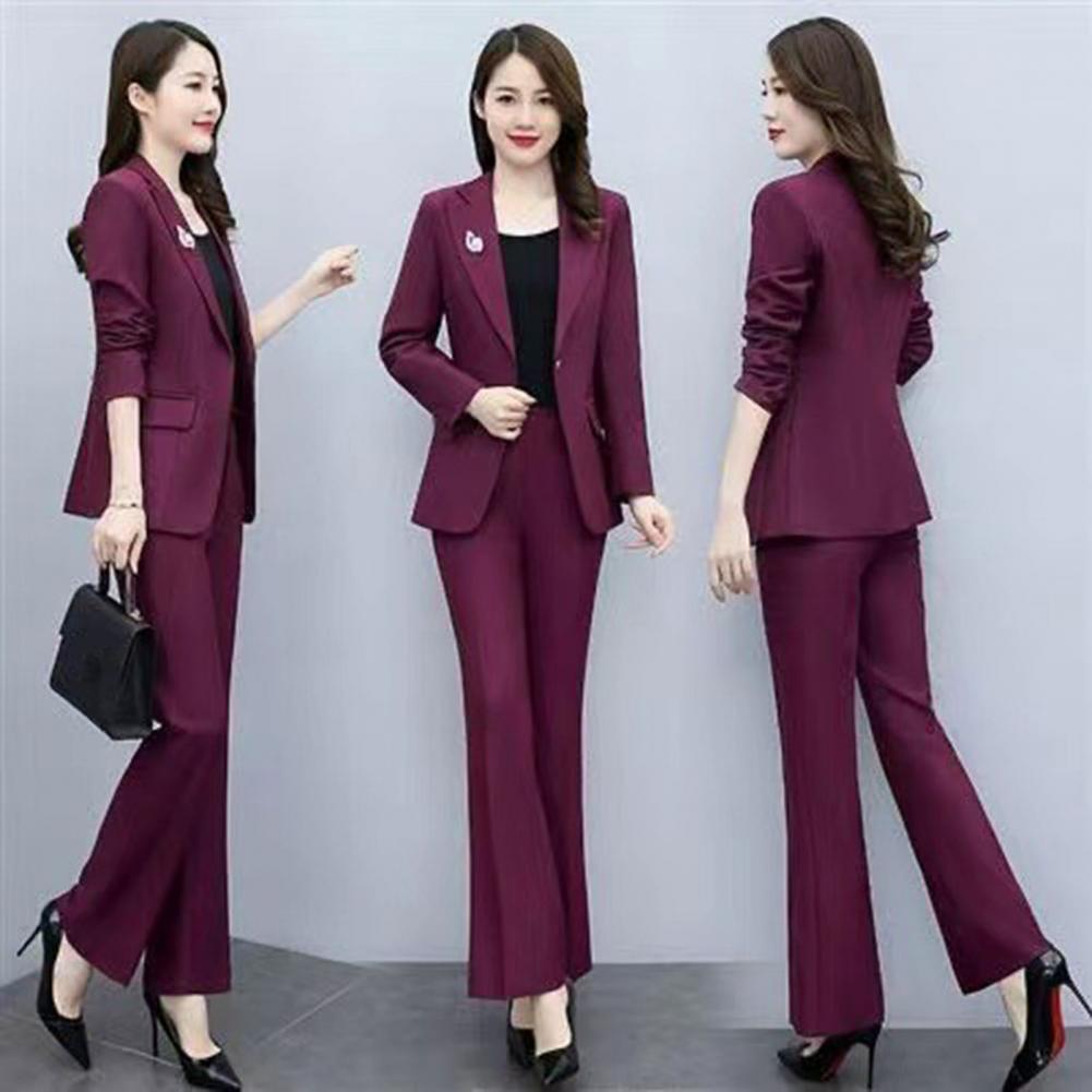 Women Formal Wear Trousers - 2-delig dames kostuum met reverskraag, lange