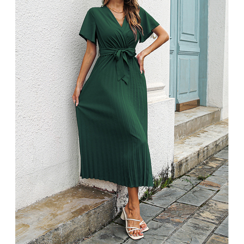 Nieuwe dames V-hals geplooide  - Wrap Dress Work recensie en prijs
