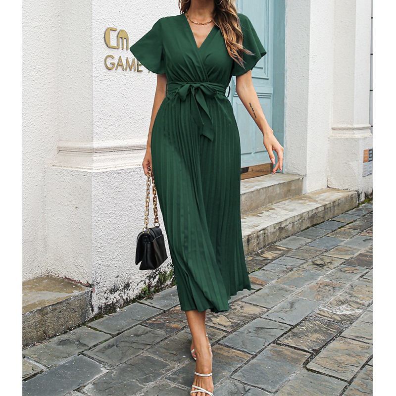 Nieuwe dames V-hals geplooide  - Wrap Dress Work recensie en prijs
