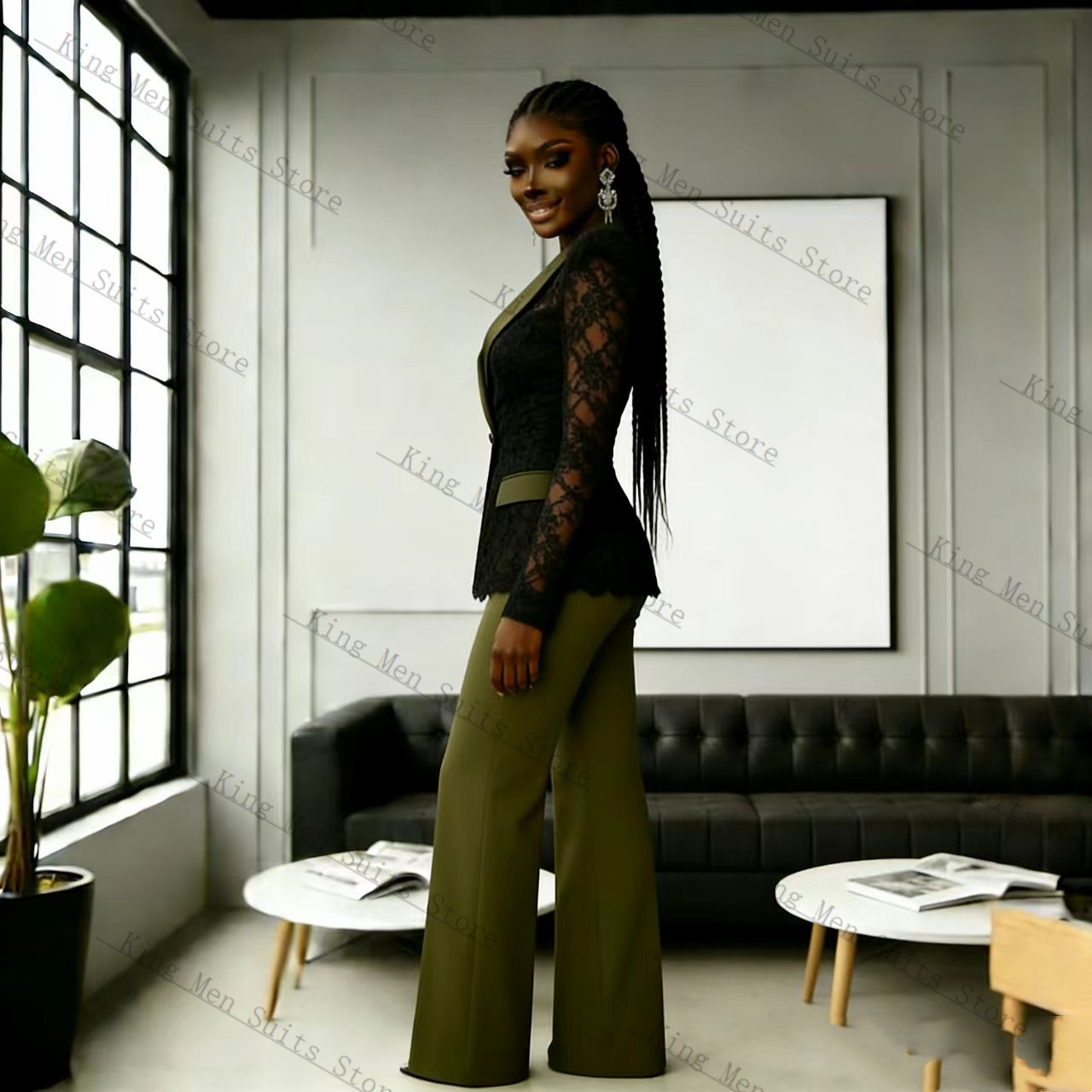 Groen Zwart Kant Vrouwen Pak S - Women Formal Wear Trousers recensie en prijs