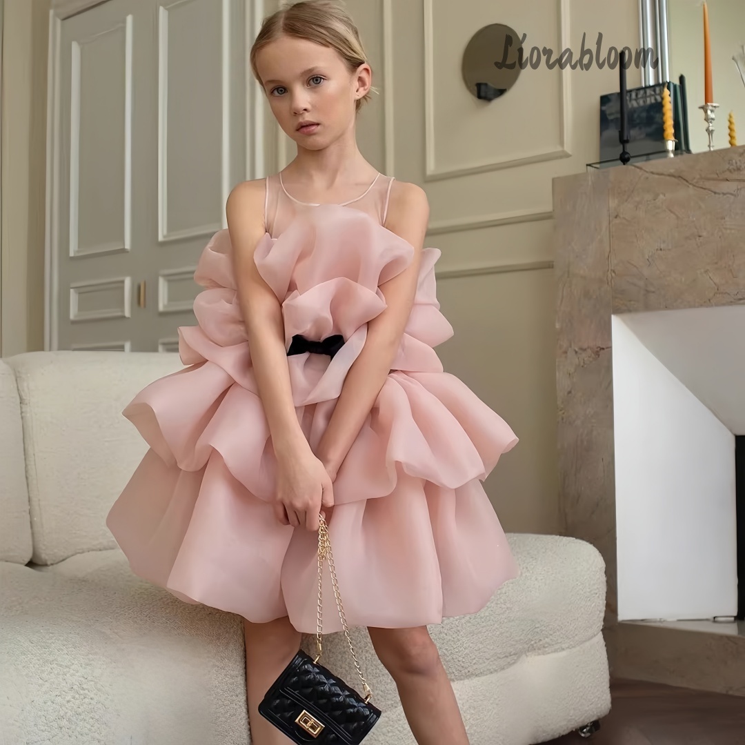 Meerkleurige gelaagde meisjesj - Women Formal Wear Designers recensie en prijs