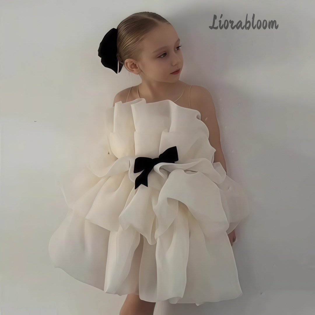 Meerkleurige gelaagde meisjesj - Women Formal Wear Designers recensie en prijs