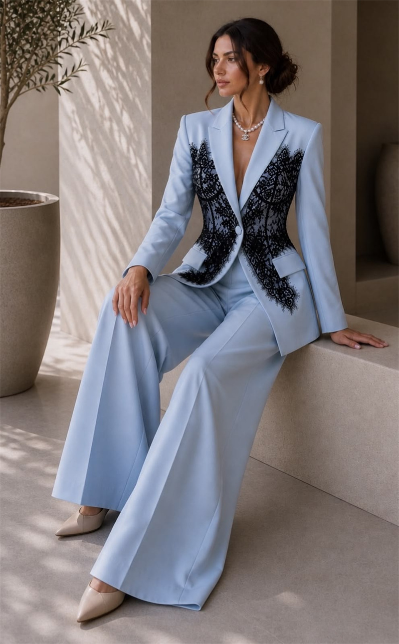 Mode blauwe damespakken set 2- - Women'S Formal Wear For A Wedding recensie en prijs