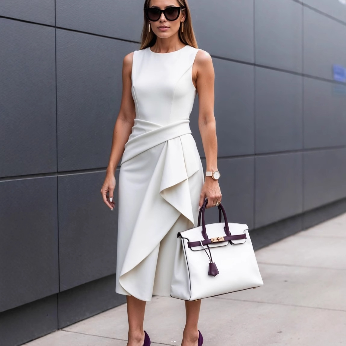 Midi-jurk voor dames, mouwloos - Wrap Dress Work recensie en prijs